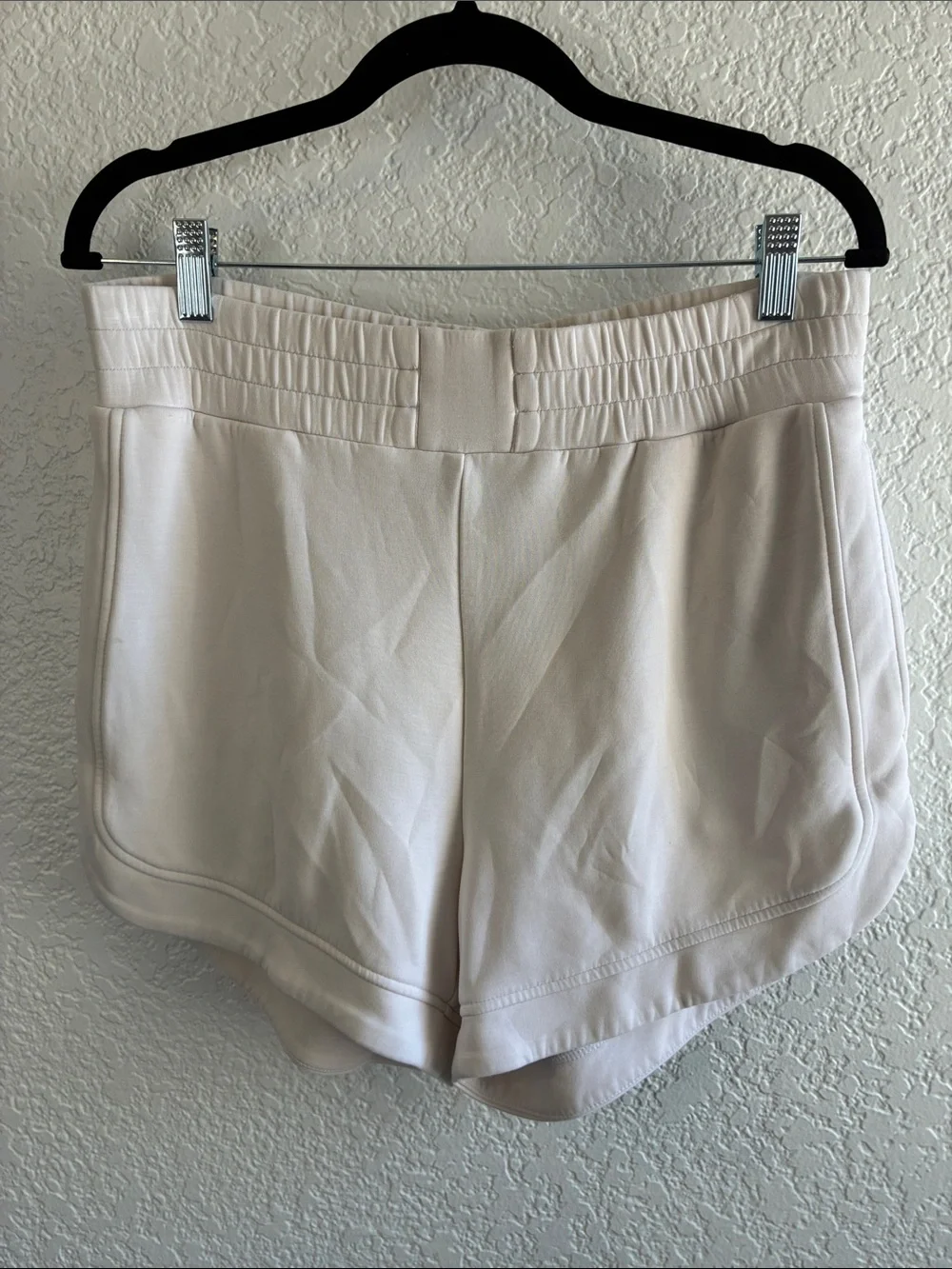 Varley Ollie High Rise DoubleSoft Sweat Shorts Cream 3.5 S